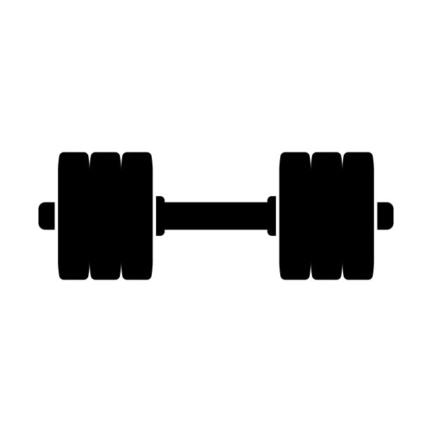 哑铃图标。黑色的轮廓。前视图。矢量平面图形插图。在白色背景上孤立的物体。隔离。图片下载
