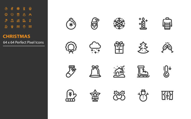 一套圣诞线图标，新年，假期，冬天图片下载