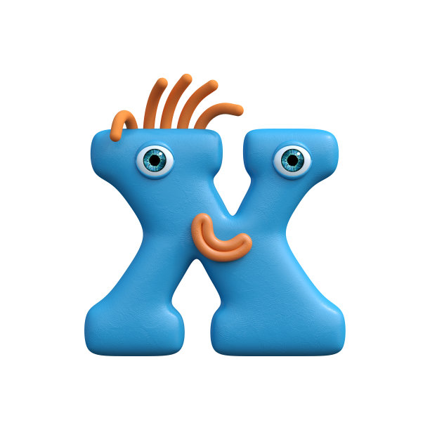 由有趣微笑的卡通人物组成的字母孤立在白色背景上。图片下载