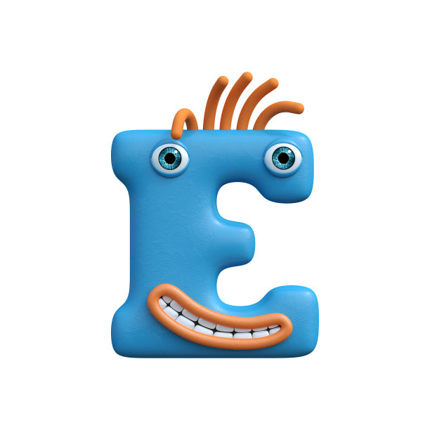 由有趣微笑的卡通人物组成的字母孤立在白色背景上。图片下载