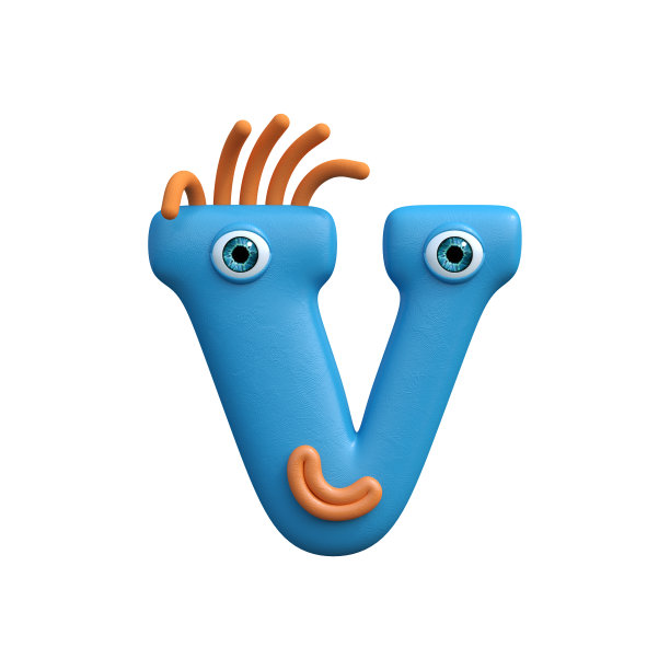 由有趣微笑的卡通人物组成的字母孤立在白色背景上。图片下载