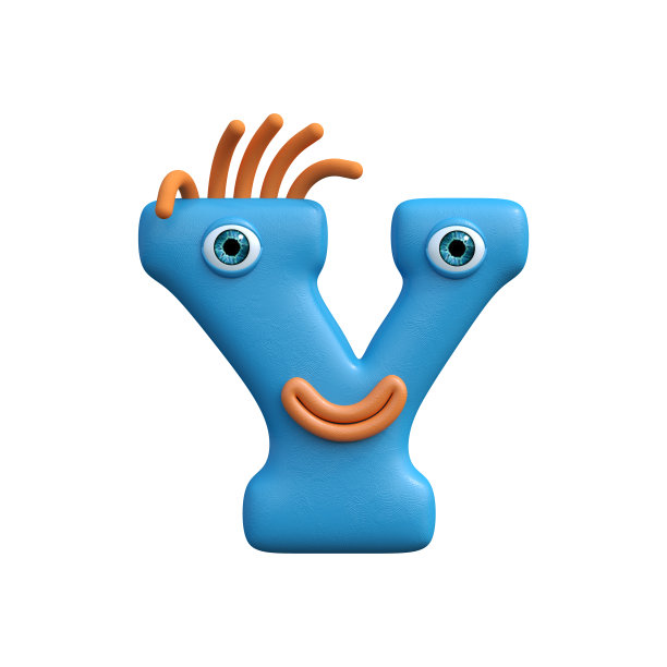 由有趣微笑的卡通人物组成的字母孤立在白色背景上。图片下载