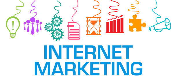 互联网营销彩色商业符号悬挂在顶部文本图片下载