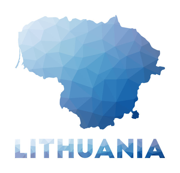低多边形立陶宛地图。图片下载