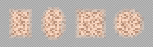 审查模糊效果纹理的脸或皮肤隔离在透明的背景。模糊像素色彩审查元素。矢量图图片下载