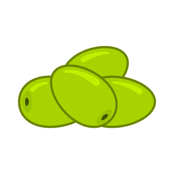 绿橄榄图标。四颗橄榄堆在一起的可爱图像。孤立的矢量插图上的白色背景。图片下载