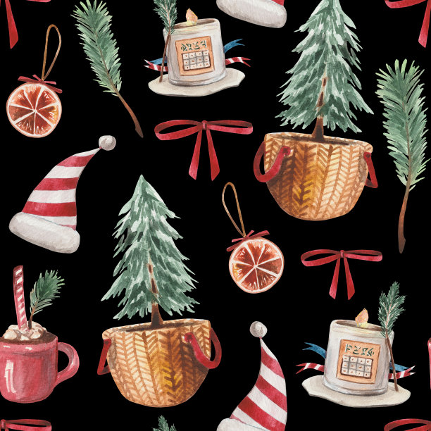 圣诞节水彩模式图片下载