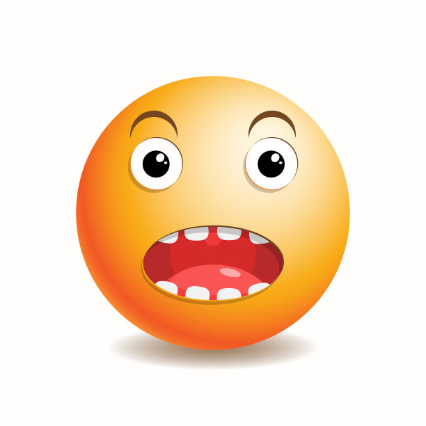 表情符号，张着大嘴，扬起眉毛。图片下载
