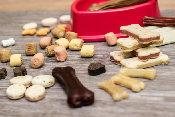 干燥的宠物食品。狗味彩色饼干图片下载