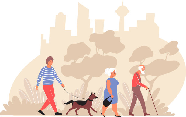 城市公园散步构图图片下载