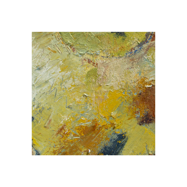 画布上的黄色油画，原创抽象丙烯橙色颜料，金色厚涂图片下载