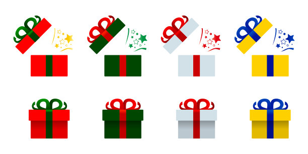 礼物盒，惊喜矢量图标插图材料图片下载