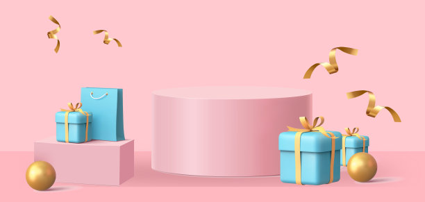 c4d清新冬季电商背景素材图片