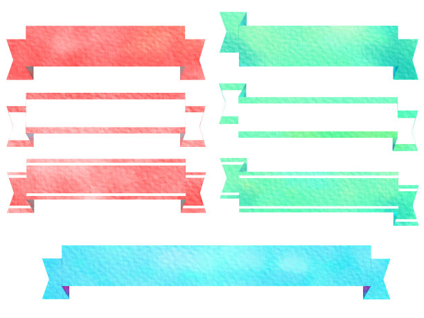 用水彩画的丝带。框架和横幅。图片下载