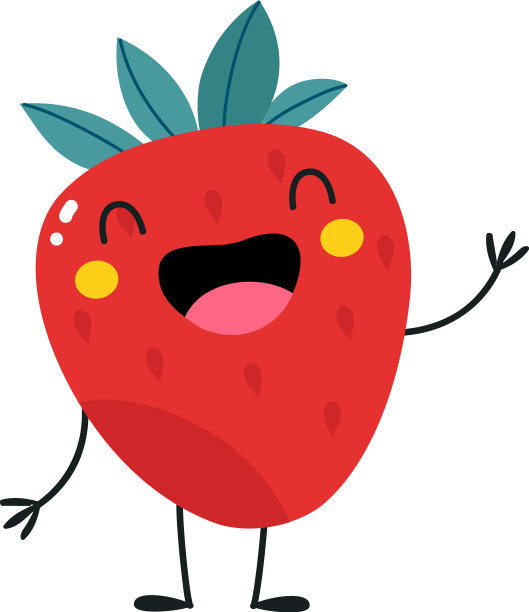 有趣的红色草莓水果性格带着微笑图片下载