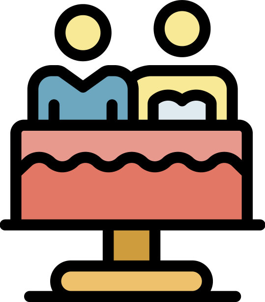 婚礼蛋糕图标颜色轮廓图片下载
