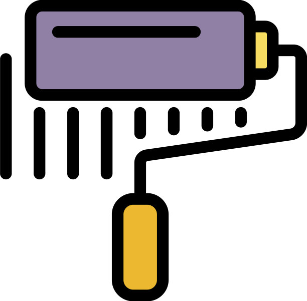 油漆滚筒图标颜色轮廓图片下载