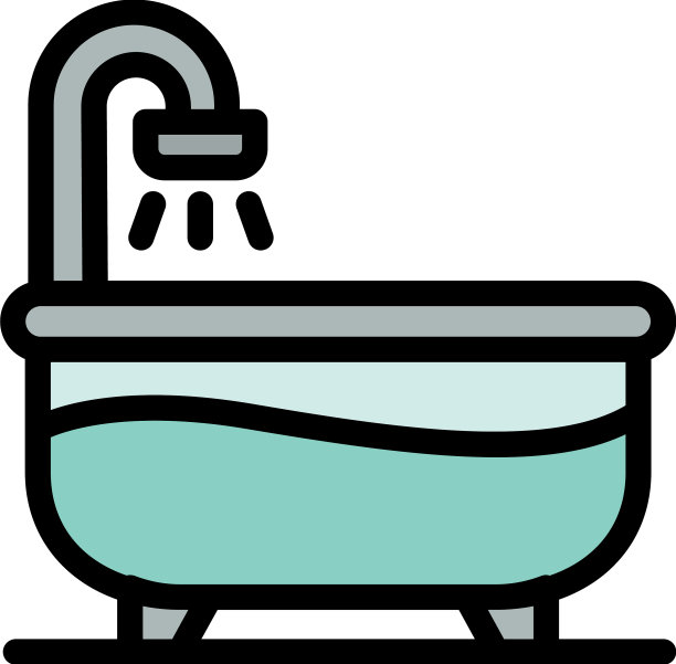 半水浴缸图标颜色轮廓图片下载