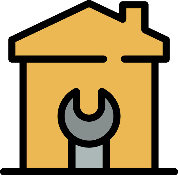 扳手修理房屋图标颜色轮廓图片下载