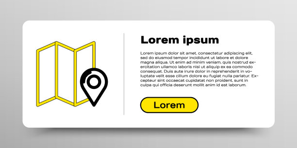 线折叠地图与位置标记图标隔离图片下载