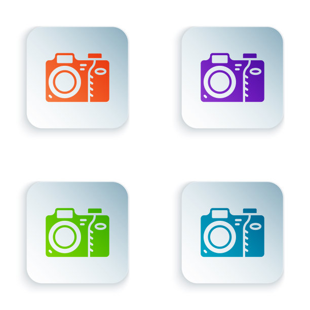 彩色照片相机图标隔离在白色图片下载