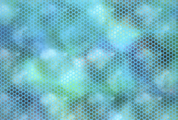 插图，六边形网格上刷彩色粉彩背景。图片下载