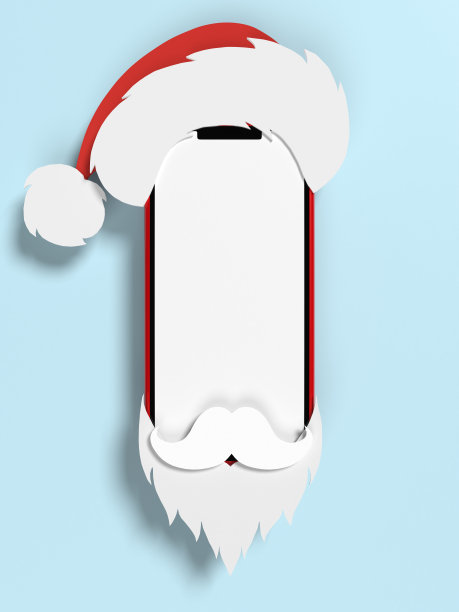 圣诞老人的脸换成了智能手机，上面有空白的白色区域图片下载