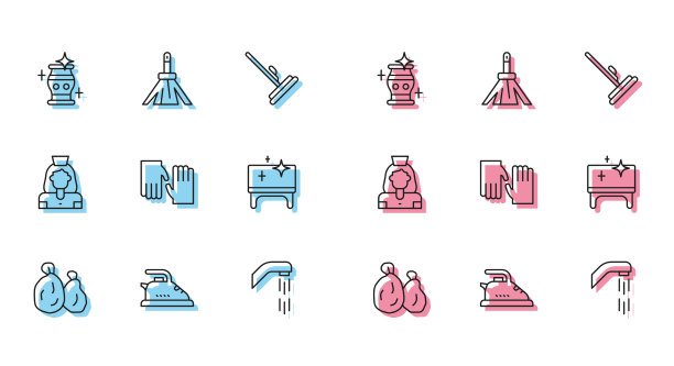 设线垃圾袋，电熨斗清洁花瓶图片下载