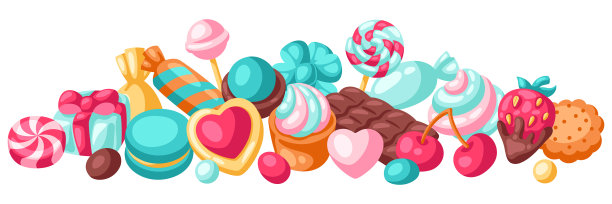 背景有各种糖果和糖果图片下载