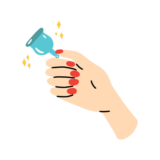 月经杯在女人手中的插图。图片下载