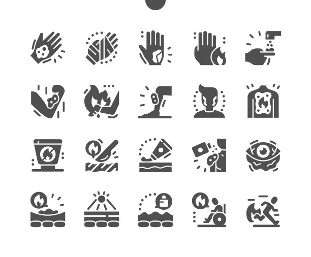 皮肤烧伤。保健、医疗和医药。缠着绷带的手。皮肤喷雾燃烧。晒伤的皮肤。烫伤的药膏。矢量图标。简单的象形图图片下载