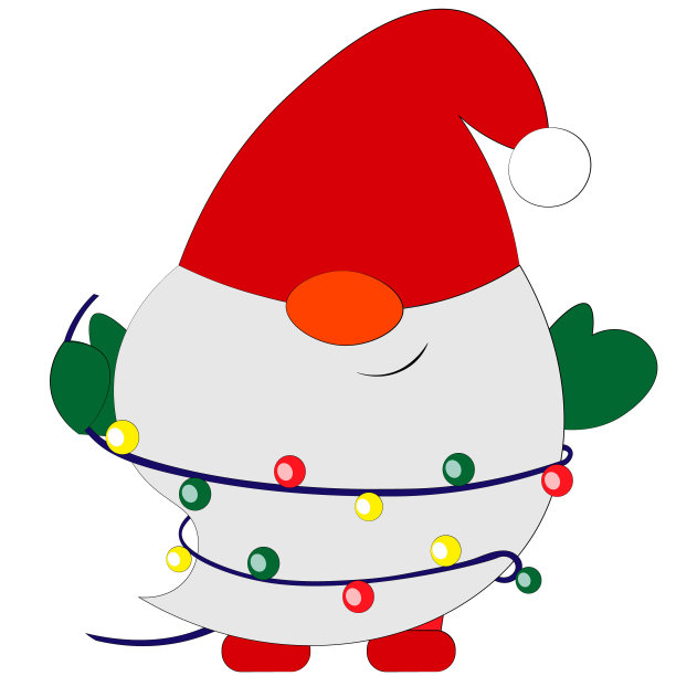 圣诞小矮人，戴着轻盈的花环。彩色插图图片下载