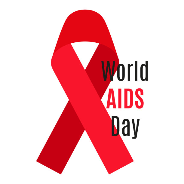 带有文字的红色丝带矢量图，艾滋病和HIV医疗标志图片下载
