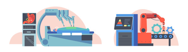 远程控制技术概念。用医疗机器人手臂操作病人的诊所内部，工厂自动化图片下载