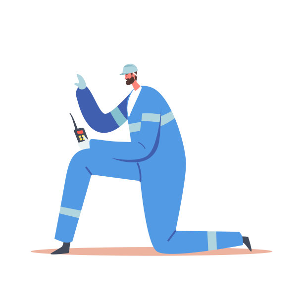 《Hard Hat Hold walki- talkie》中的建造者男性角色。建筑工地上建筑承包商建筑师图片下载