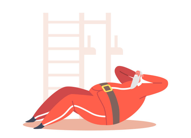 圣诞老人做运动减肥和健康的身体。圣诞节运动训练，健康的性格泵压力图片下载