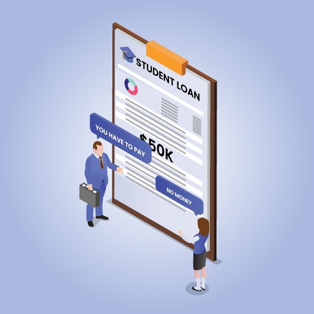 学生贷款三维等距矢量图片下载
