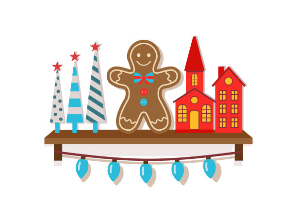 装饰玩具和礼物的圣诞货架图片下载