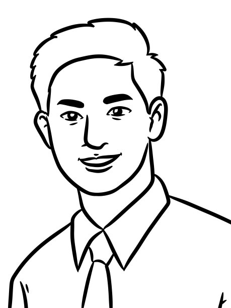 男人卡通黑白填色图图片下载