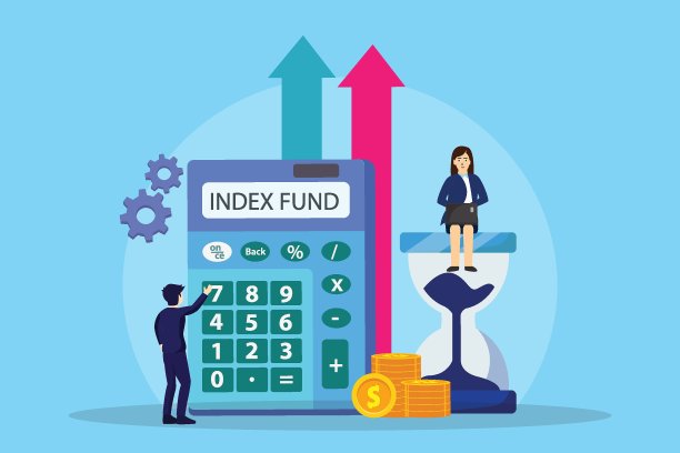 两人用计算器计算指数基金素材图片