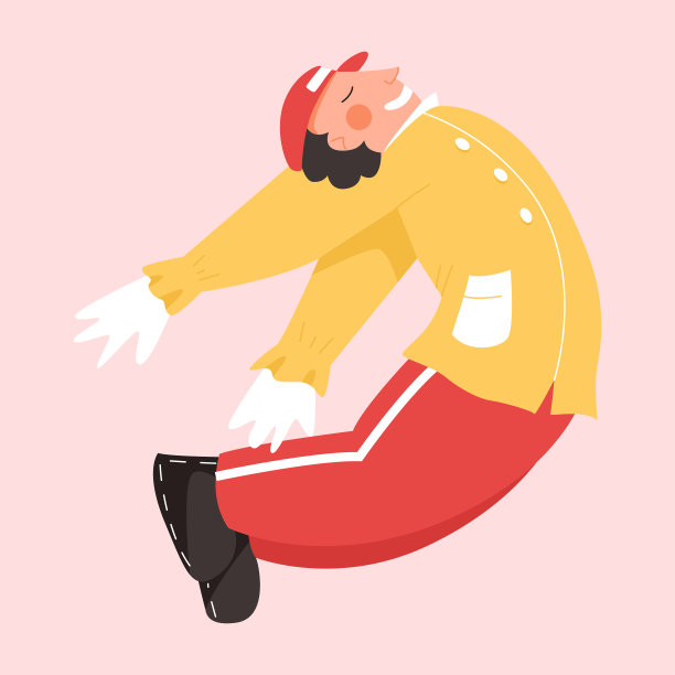 邮差在爱情矢量平面卡通插图。快乐的男人穿着邮递员制服，在看完情书后飞。图片下载