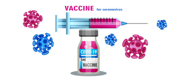 停止covid 19。用注射器和冠状病毒接种的冠状病毒疫苗。有创意的海报或传单。图片下载