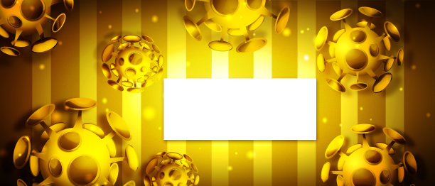 停止COVID-19 !在抽象的彩色背景上带有卡通风格文本的冠状病毒。有创意的海报或传单。图片下载