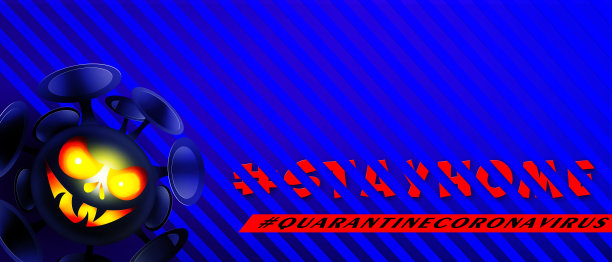 停止COVID-19 !在抽象的彩色条纹背景上卡通风格的冠状病毒。有创意的海报或传单。图片下载