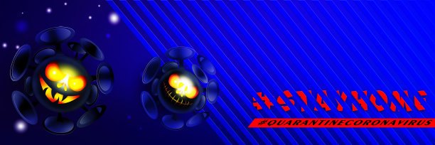 停止COVID-19 !在抽象的彩色条纹背景上卡通风格的冠状病毒。有创意的海报或传单。图片下载