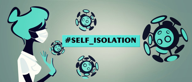 停止Covid-19 !戴着防护口罩的护士和冠状病毒卡通风格的抽象彩色背景。有创意的海报或传单。图片下载