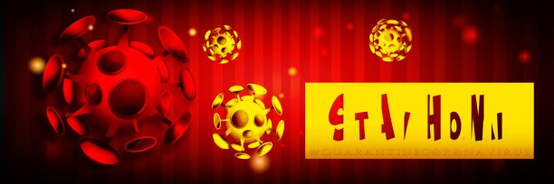 停止COVID-19 !在抽象的彩色背景上带有卡通风格文本的冠状病毒。有创意的海报或传单。图片下载