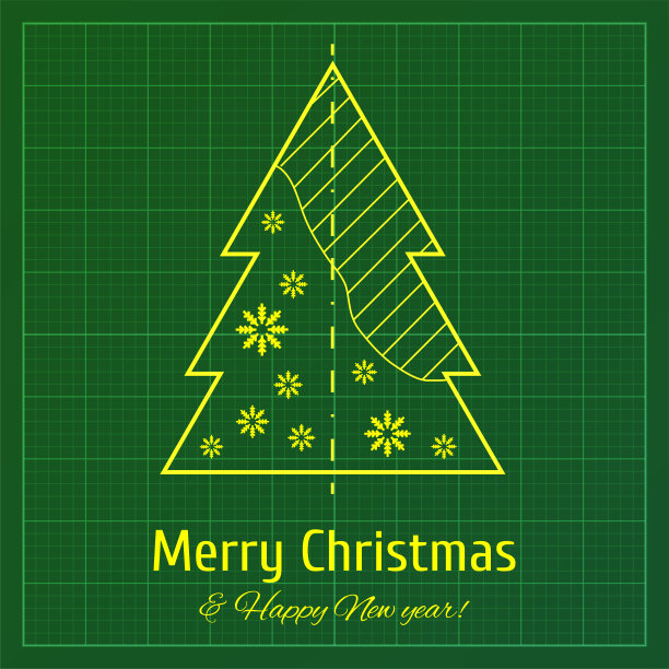 圣诞树技术图纸绘制图片下载