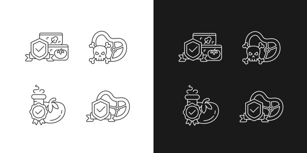 食品生产认证线性图标设置为暗、光模式图片下载