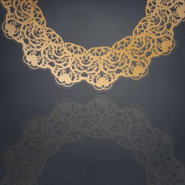 黑色宣传册模板与抽象的黄金图案为您的品牌。图片下载